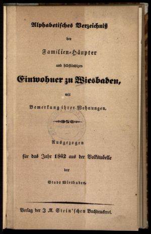 Alphabetisches Verzeichnis der Familien-Häupter und Einwohner zu Wiesbaden mit Bemerkungen ihrer Wohnungen 1842.jpg